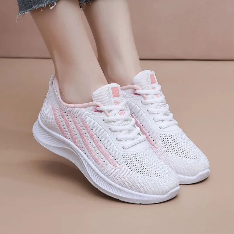Women's Lightweight Running Shoes Summer Breathable Lace-Up Gym Walking Training  Cushioned Sole Non Slip Fatigue Relief Casual