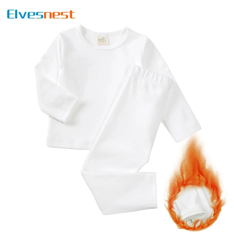 Fashion Solid Toddler Girl Pajamas Set Cotton Long Sleeve Warm Pajamas Pants 2 PCS Winter Pajamas for Kids 1-9 Years