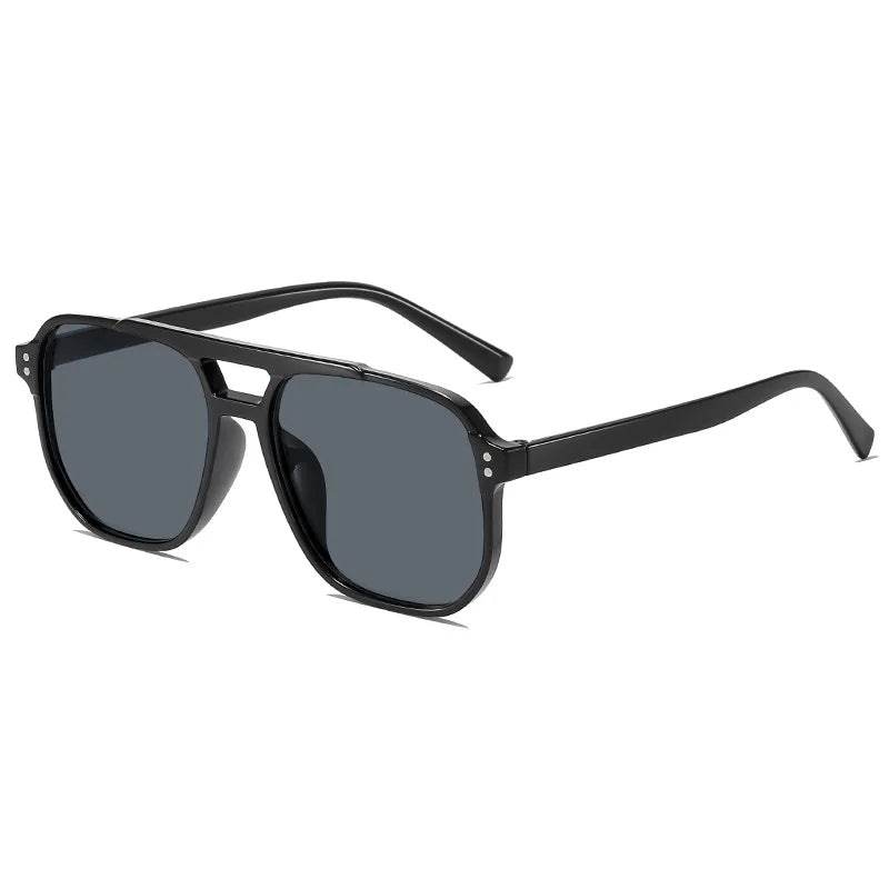 Women Men Square Sun Glasses Retro Polygon Sunglasses Female Black Vintage Fashion Ladies Oculos De Sol Double Beam Eyeglasses