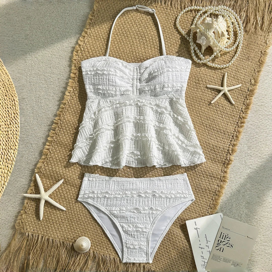 Teen And Tween Girls Swimsuit Solid Color Kids Girl 2pcs Bathing Suit for 8-16 Years Old Big Girl Swimwear Summer Beach Outfits