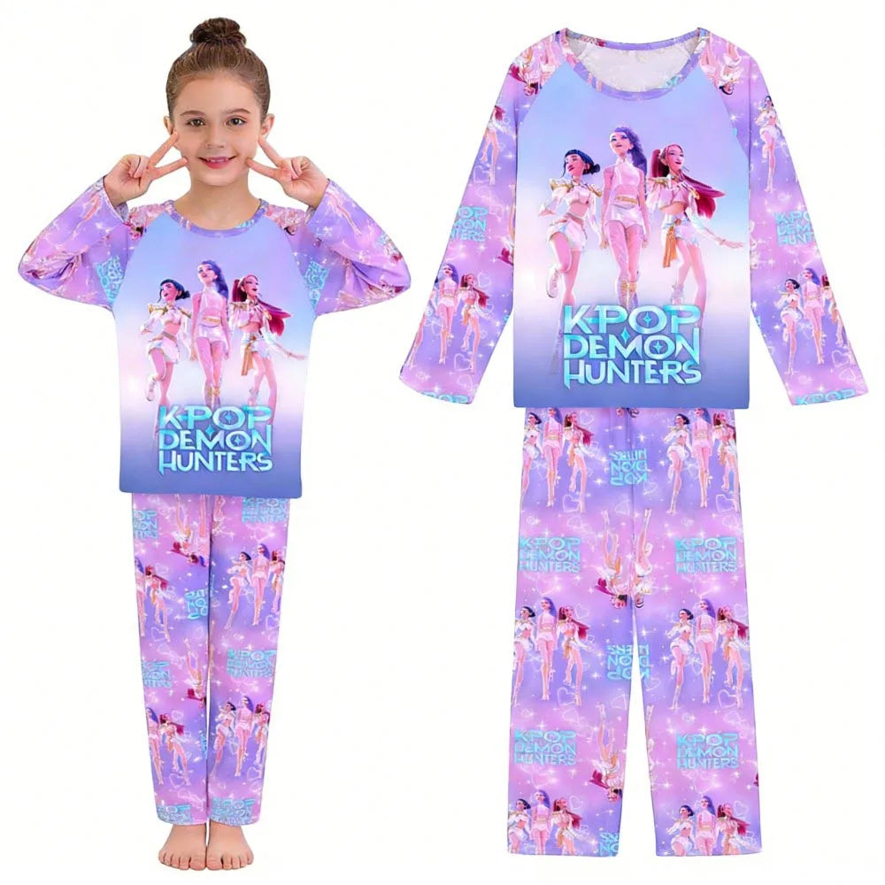 Kids Pajamas Set Long Sleeve Girls Clothing 2pcs Children's Sleepwear Teen Pyjamas Cartoon Boys Nightwear 3-14Y
