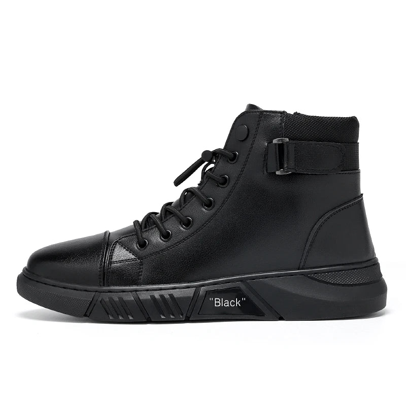 Men's Boots Autumn Short boots Black Classic Chelsea Boots Outdoor High top Leather Shoes ANKLE Boots Work Shoes
