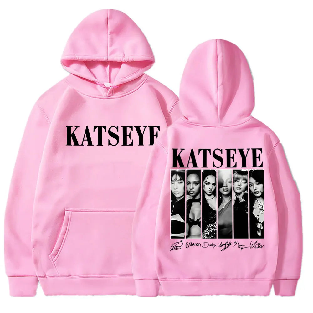 Limted Kpop Katseye Print Hoodies Vintage Trendy Men Women Y2k Hoody Sweatshirt Fleece Oversized Tracksuit Streetwear Fans Gifts