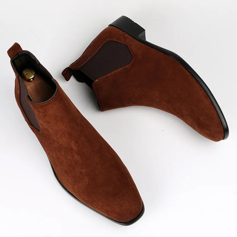 Men's Short Boots Winter Men's High-top Chelsea Boot New Small Square Head Fashion Men's Shoes Versatile Ankle Boots
