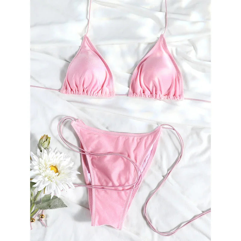 Bikinis Purple Swimwear Low Waist Bathing Suit Women's Swimming Suit 2024 Biquinis Two Pieces Suit Summer Beach Wear