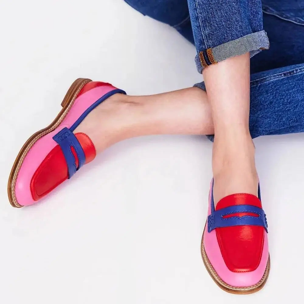 Women's Casual Loafers 2025 British Style Round Toe Low Heel Single Shoes