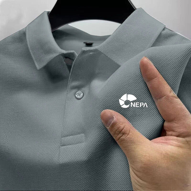 2026 Men's Reflective Polo Shirt, Color Button, Breathable, Casual, Fashionable, Business, Comfort, Summer, Shoes