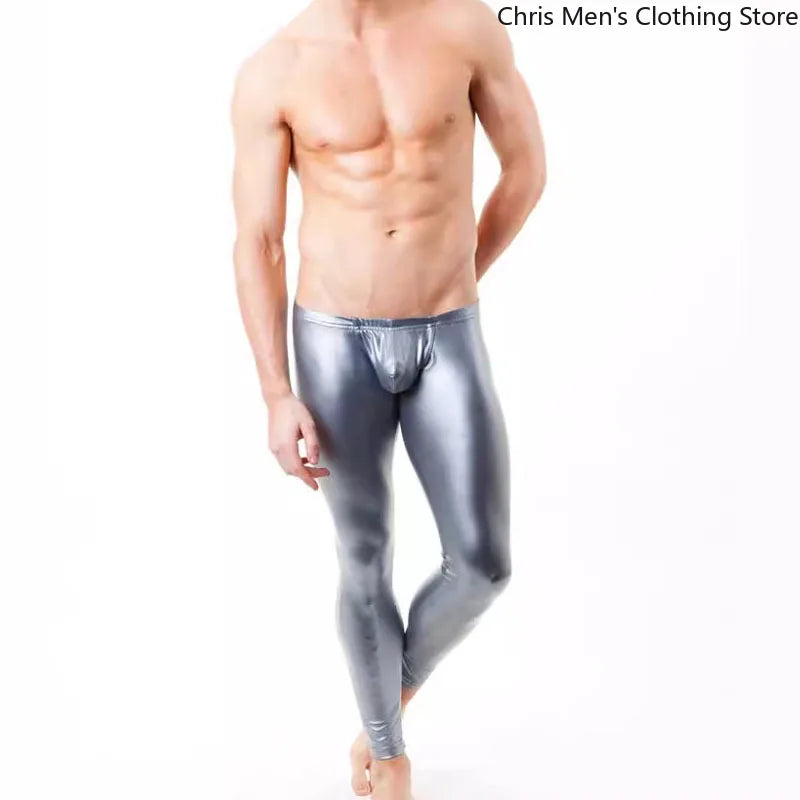 【2025 Nightclub Super Pants 】 Men's Patent Leather Tight Pants, Stretch Stage Performance Pants, Bar Party Shiny Men's Trousers