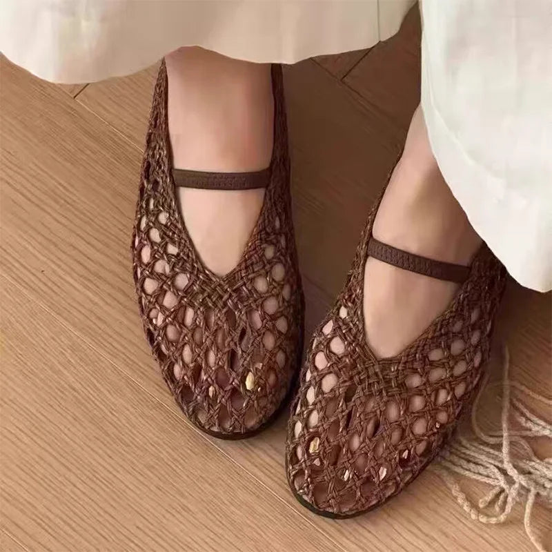 Flats Loafers Women Shoes Designer Weave Shallow Sandals Fashion Casual Sport 2026 New Dress Walking Retro Summer Mujer Zapatos