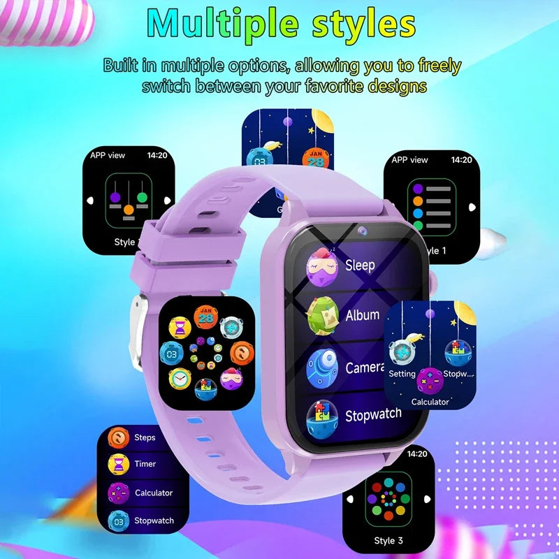 Kids Game Smart Watch Flashlight Waterproof HD Camera Sleep Tracker Alarm Music Sports Watch For Boys Girls Birthday Gift