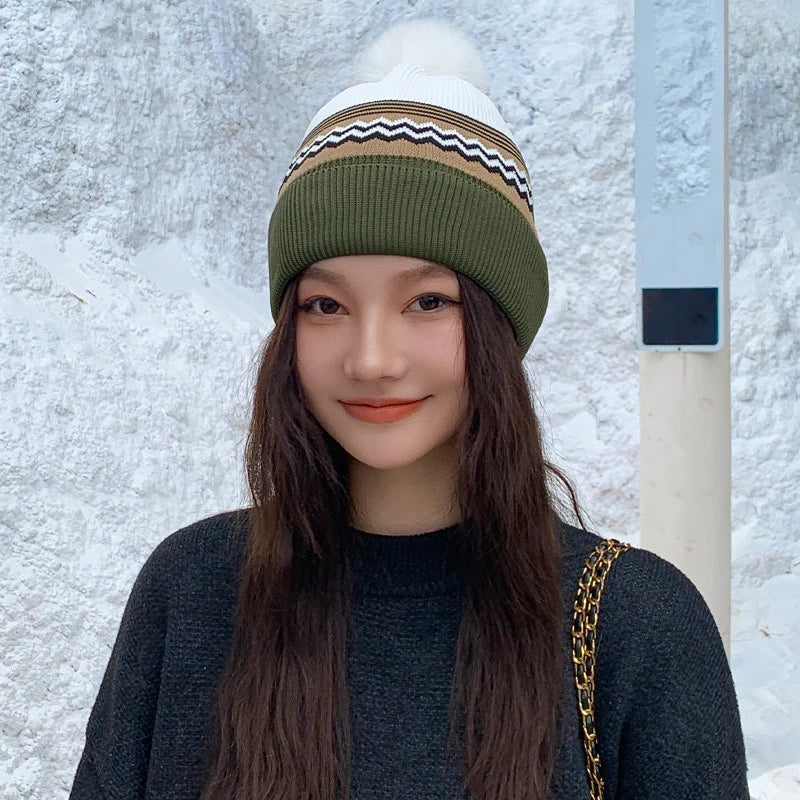 Autumn/winter Women's Knitted Wool Hat With A Large Head Circumference A Relaxed Style Warm And Cold-proof