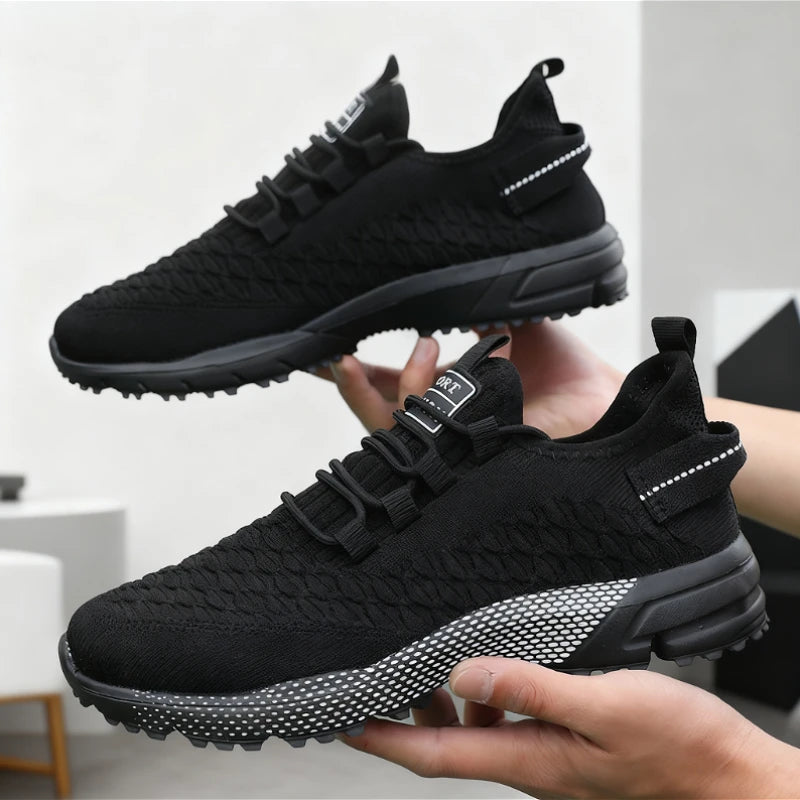 Men's Shoes 2025 Hot Sale Yellow Knit Sport Sneakers Lightweight Mesh Non-Slip Casual Trainers Comfortable Outdoor Running Shoes