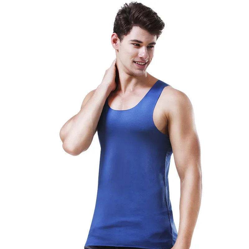 Men's vest, ice-silk seamless fitness tight breathable underwear, youth sports hurdles sleeveless base undershirt