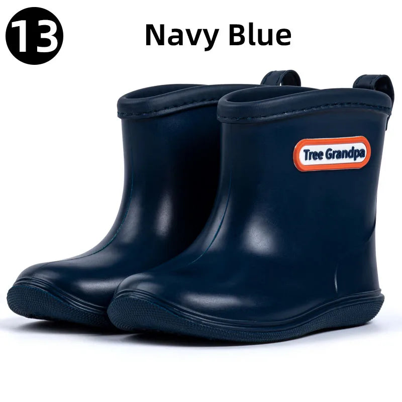 Toddler Rain Boots Baby Kids Easy-on Rubber Rain shoes Children Waterproof Shoes for Boys Girls Soft Toddler Rubber Shoes