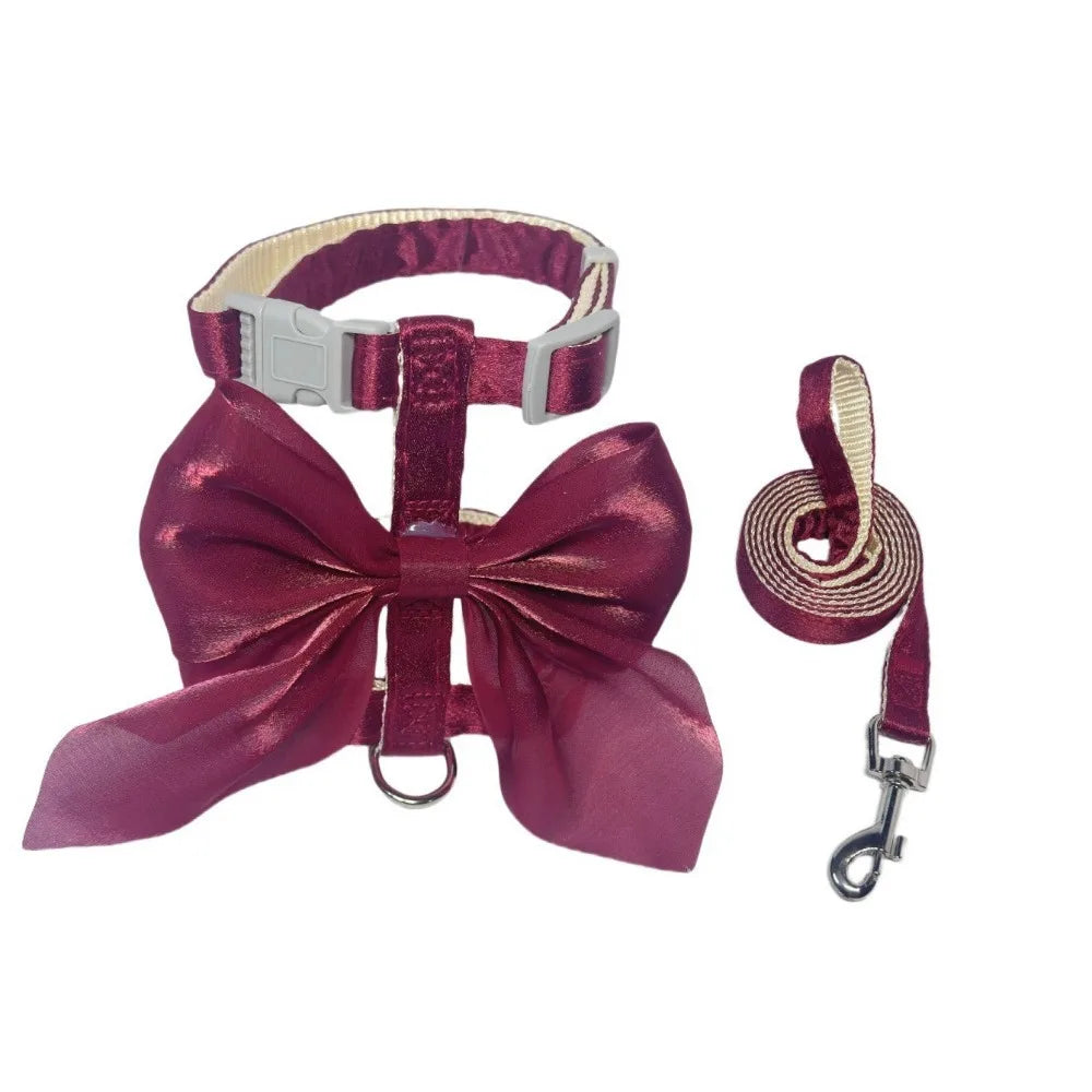 Pet Accessories Adjustable Pet Harness Escape-Proof Breathable Cat Leash Cute Bow Comfort Dog Chest Strap for Dogs Puppy Rabbit