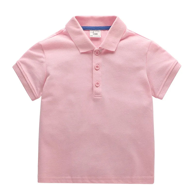 Kids Boys Solid Color Cotton Polo Shirts 2025 Summer New Children Short Sleeve Tops Tee Girls Baby Lapel  Shirt Age 1-10T