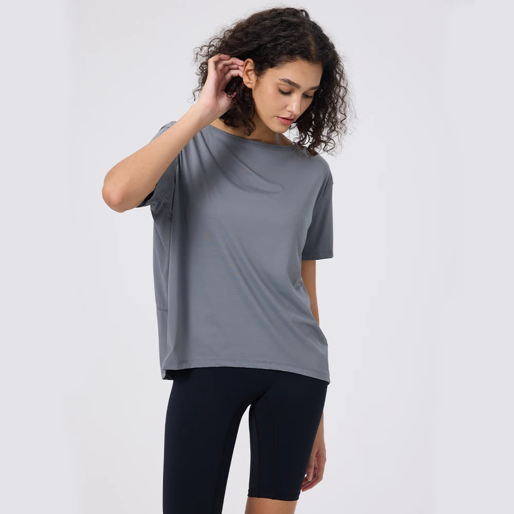 Woman Summer Sportswear Yoga T-shirt Suit for Fitness Sports Top Activewear Quick Drying Running Sleeve Tee Gym Pilates Clothes