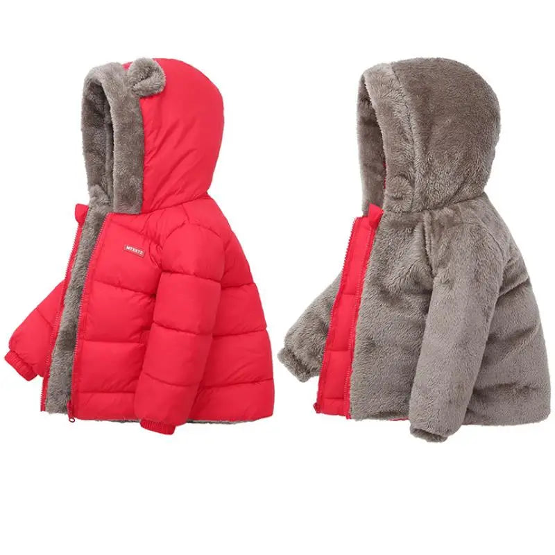 Children's Jacket Hooded Cotton Jacket Men's Thick Wool Jacket Cashmere Padded Jacket Winter Girls' Warm Jacket 1-6 Years Old