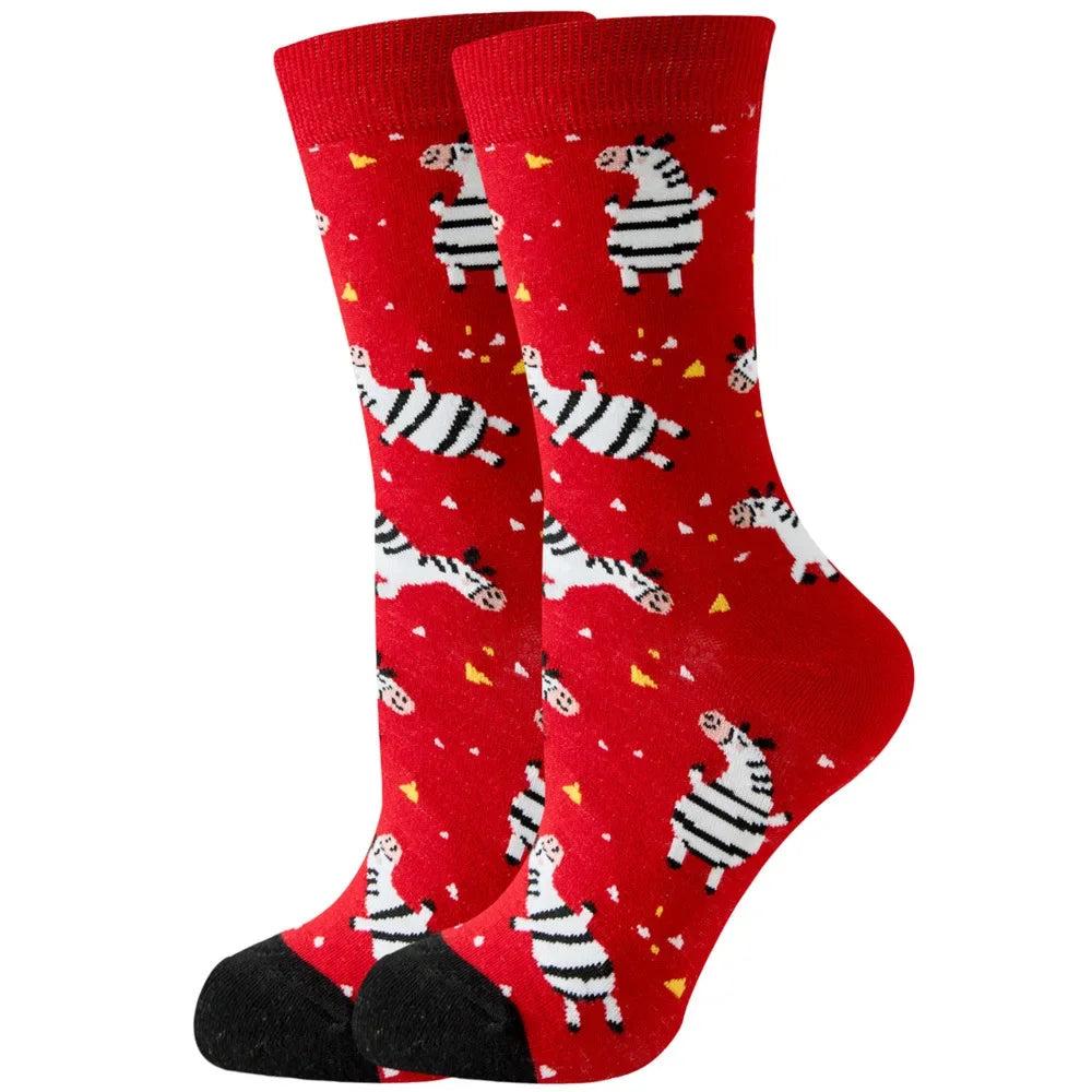 Cute Women Socks Cartoon Animal Food Fruit Socks Kawaii Funny Trendy Socks Happy Harajuku Casual Autumn Spring Stocking