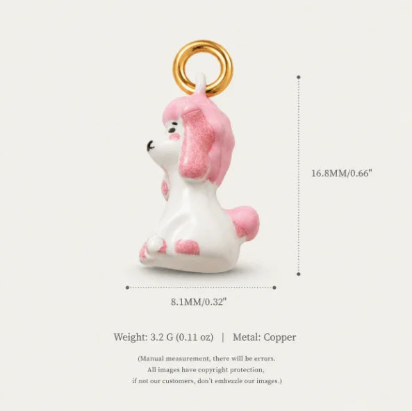New Fashion Cartoon Small Animal Accessories Pet Dog DIY Necklace for Women Girls Cute Enamel Little Dog Necklace DIY Accessory