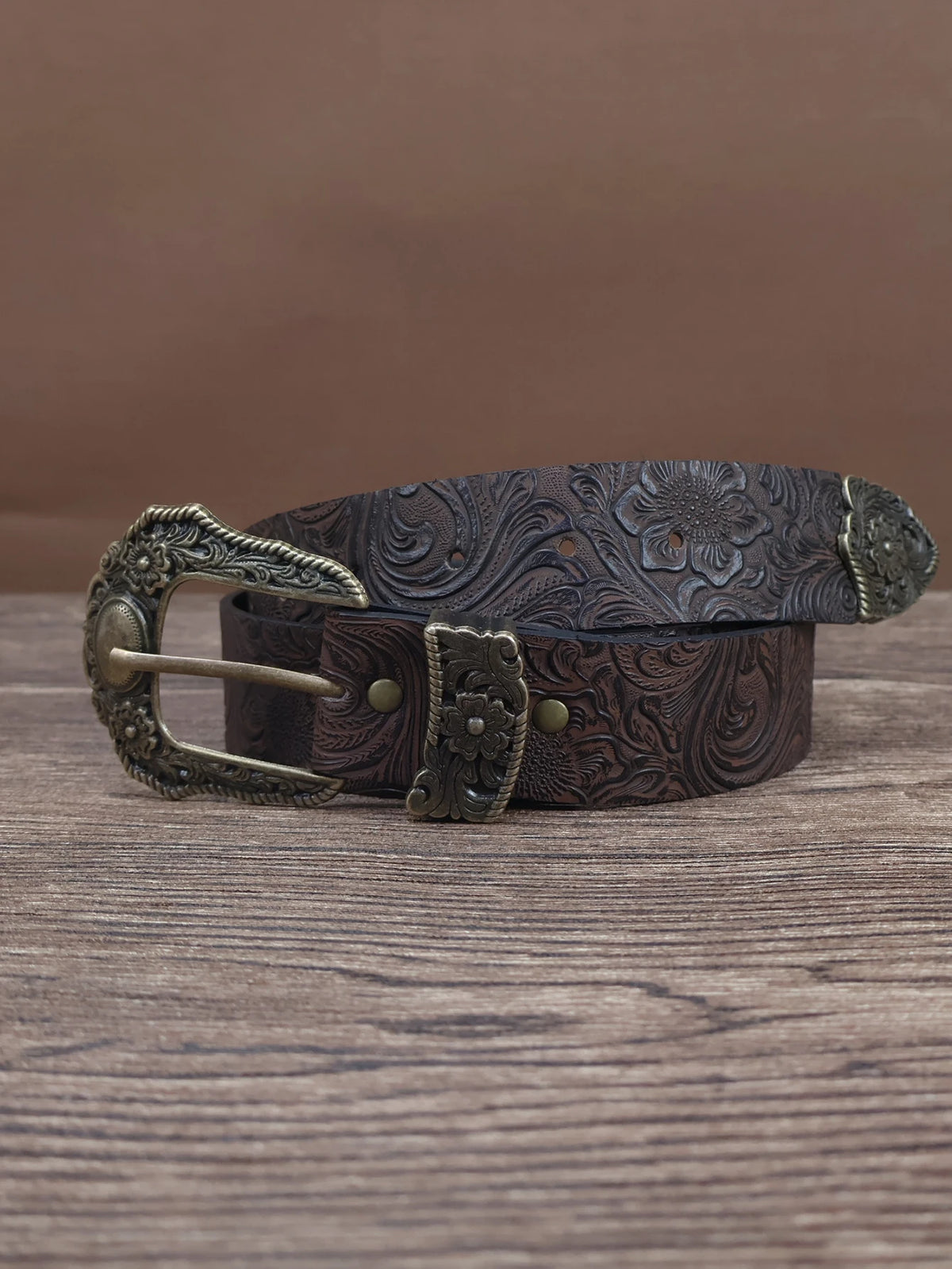 Plus Size Belts for Women, 1 Piece Brown Women's Belt, Western Belt, Chunky Belt, Boho Belt, Cowgirl Belt, Rodeo, Brown Belt, Vintage Bronze Buckle Embossed Belt, Suitable for Dresses, Pants, Parties, Streetwear, School, Musi