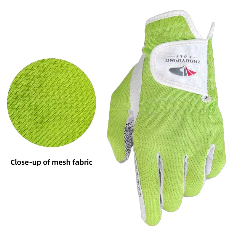Men's golf glove 1 pc with mesh fabric, soft and breathable, silicone-printed palm for non-slip, wear-resistant, and comfortable