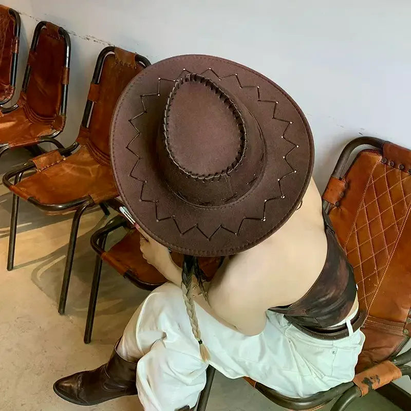 Women Men Cowboy Hat Western Suede Cowgirl Hats Fashion West Fancy Dress Party Headwear Unisex Cap Accessories