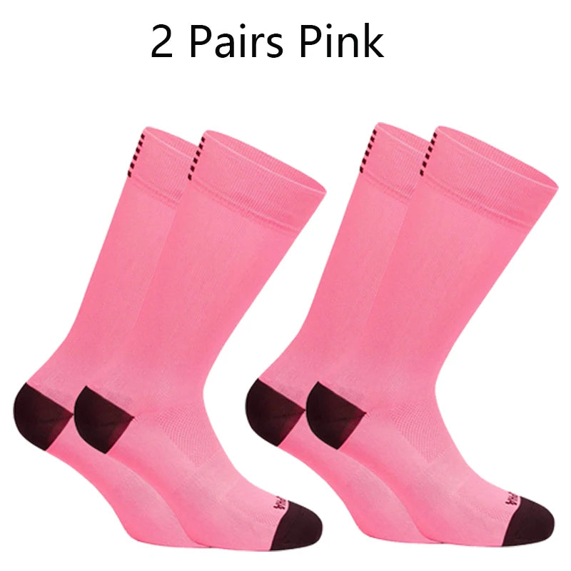 2 Pairs Cycling Socks Men Mesh Breathable High Quality Professional Competition Brand Sport Running Socks Road Bicycle Socks