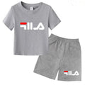 Summer Kids Letter Print 2PCS Outfits Casual Short Sleeve T-Shirt & Shorts Set Sports Tracksuit for Boys Girls 3-12Y