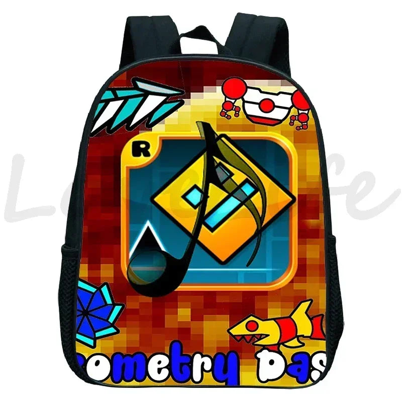 Children Backpack Anime Small Bookbag Kids Cartoon School Bags  Angry Geometry Dash Kindergarten Backpacks Boys Girls Rucksack