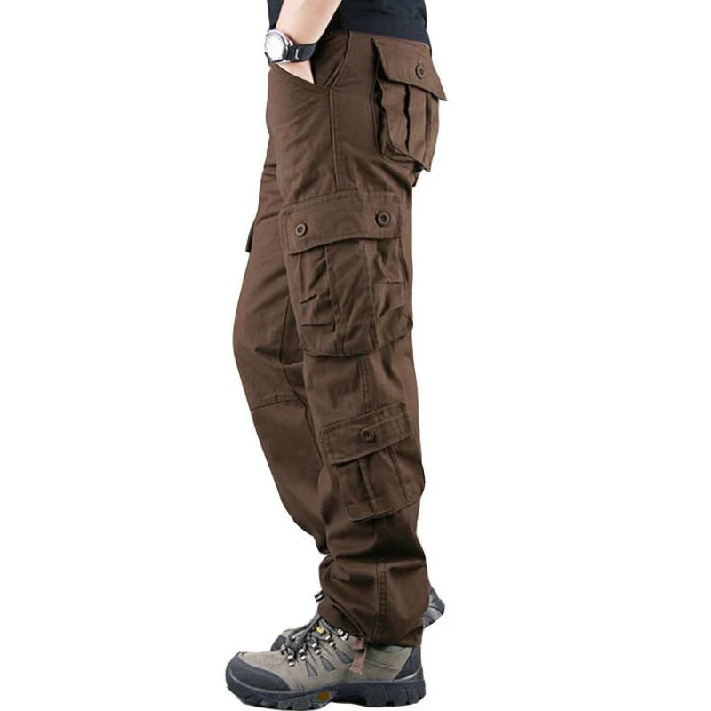 Pockets Pants Men Casual Cotton Straight Trousers Shorts Pantalon Mens Sports Outwear Joggers Sports Cargo Tactical Pants Big