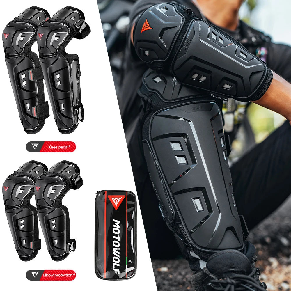 Outdoor Sport Equipment Riding Protective Gears 4Pcs/set Knee Elbow Protective Pads Motorcycle Motocross Skating Protectors
