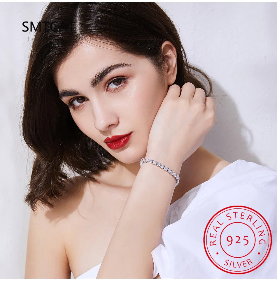 Charm Bracelets For Women/ men High Quality S925 Silver Platinum Plated Moissanite Bracelet Simple Personality Wedding Jewelry Gift