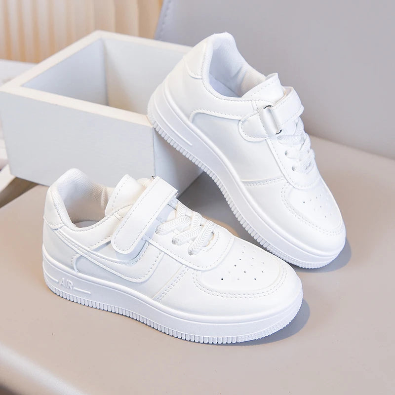 Tenis Sneakers Kids Spring/Autumn New Boys Girls Sports Shoes Casual Board Shoes Leather Soft Soled Children Small White Shoes