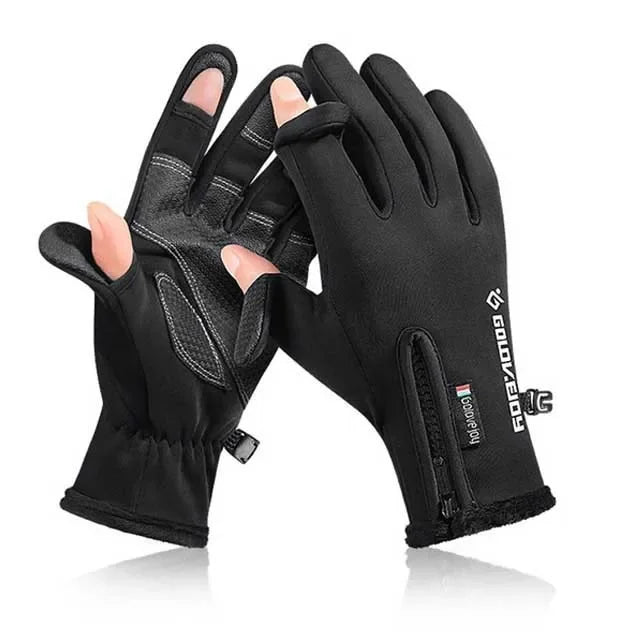 Waterproof Winter Fishing Gloves 2 Finger Flip Windproof Women Men Gloves Velvet Warm Protection Fish Angling Gloves