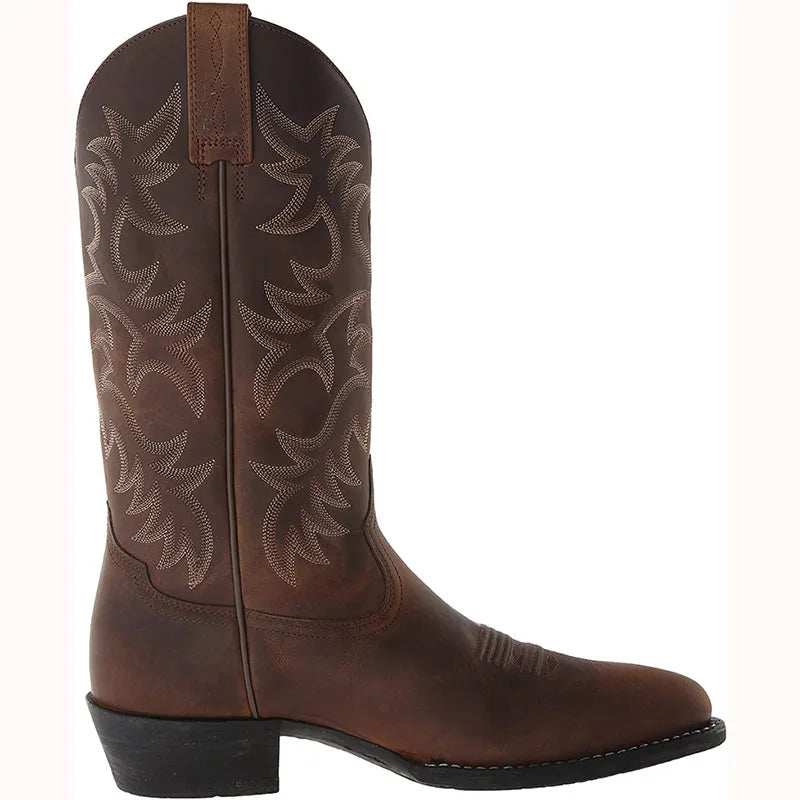 Men Boot 2026 Mid Calf Western Cowboy Motorcycle Boots Male Autumn Outdoor PU Leather Totem Med Heel Fashion Designed Men Boots