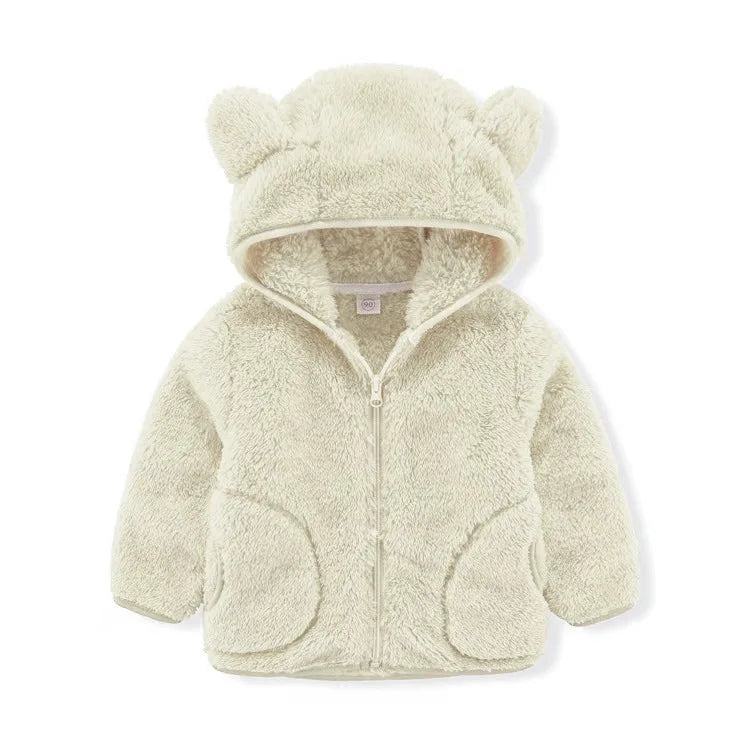 Colorful Fleece Hoodies 2-6T Long Sleeve Zipper Baby Coats for Boys & Girls Cute Hooded Jackets Kids Outerwear for Autumn Spring
