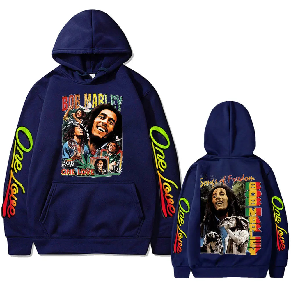 Reggae Bob Marley One Love Hoodie Men Women Casual Vintage Sweatshirt Male Gothic Punk Oversized Pullover Hoodies 90s Streetwear