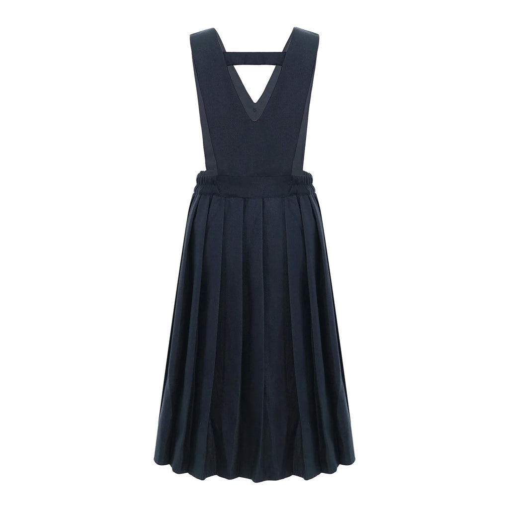 Kids Girls School Uniform V-Neck Sleeveless Pleated Overall Skirt Dress Recitation Chorus Performance Costume Birthdays Clothes