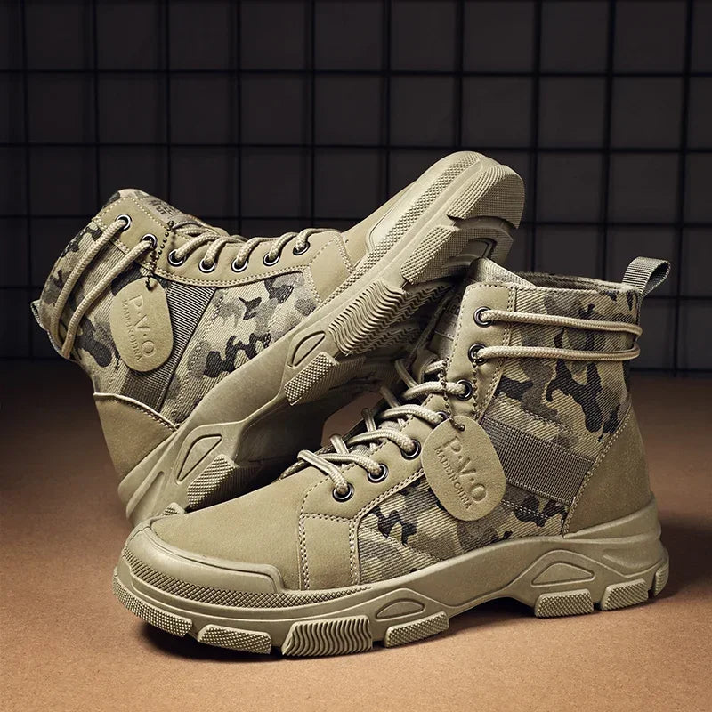 High-Top Boots for Men Autumn Camouflage Desert Casual Flats Mens Boot Breathable Non Slip Work Shoes for Men Zapatillas Hombre