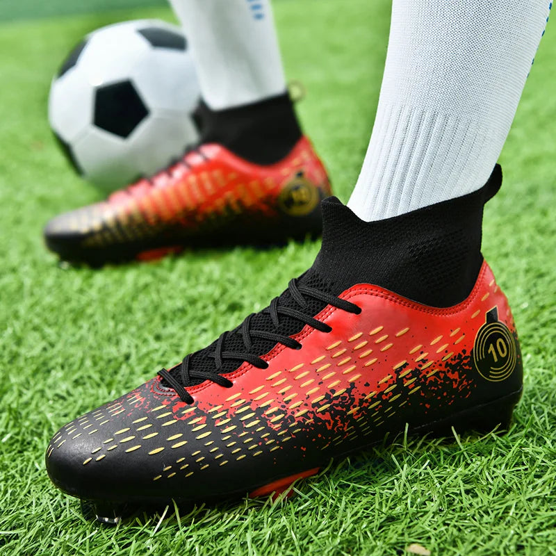 2024 Men's Soccer Shoes  Non-Slip AG/TF Soccer Cleats Ankle Boots Unisex Large Size Ultralight Football Boots Boys Sneakers