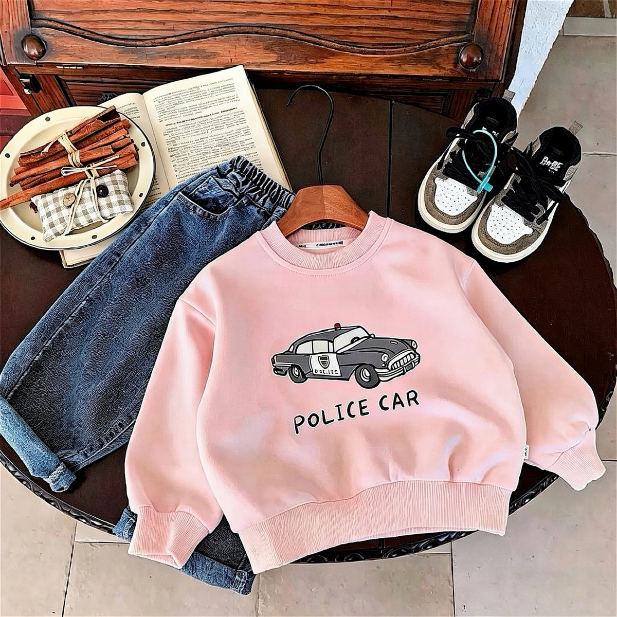 0-6 Age Children's Wear Tops Printed Sweatshirts Solid Color Loose Casual Kids Long Sleeve O-neck Hoodies Baby Girl Boy Clothing