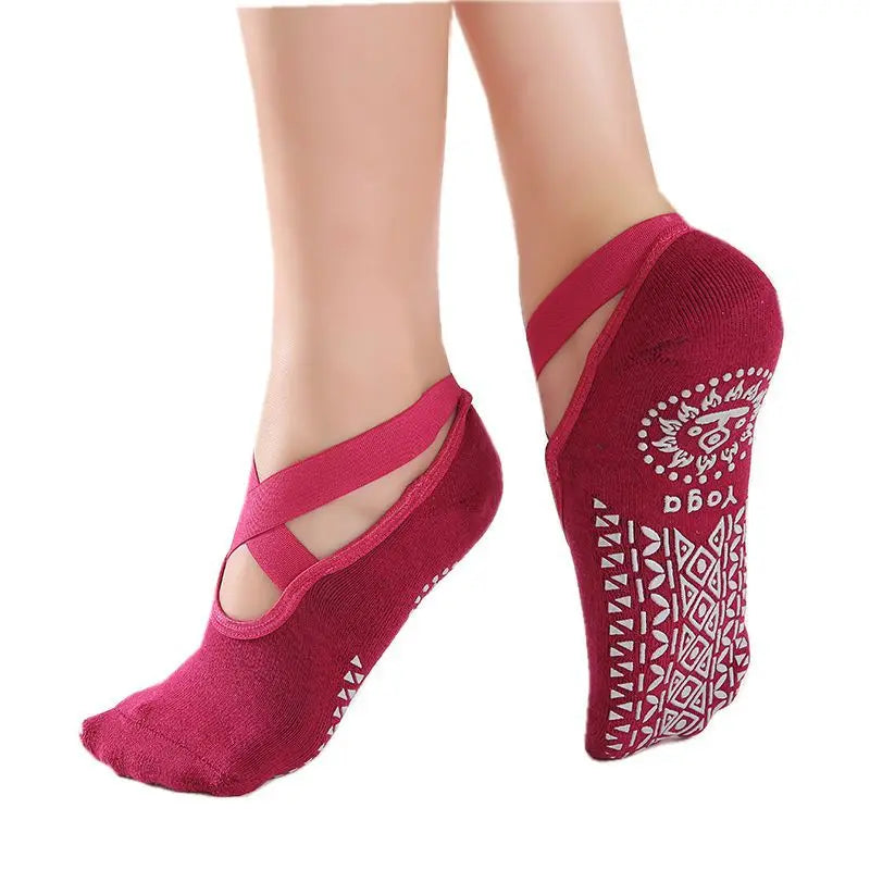 Women Yoga Sport Anti-slip Socks Backless Silicone Dots Socks Ladies Ventilation Ballet Dance Gym Fitness Pilates Cotton Socks
