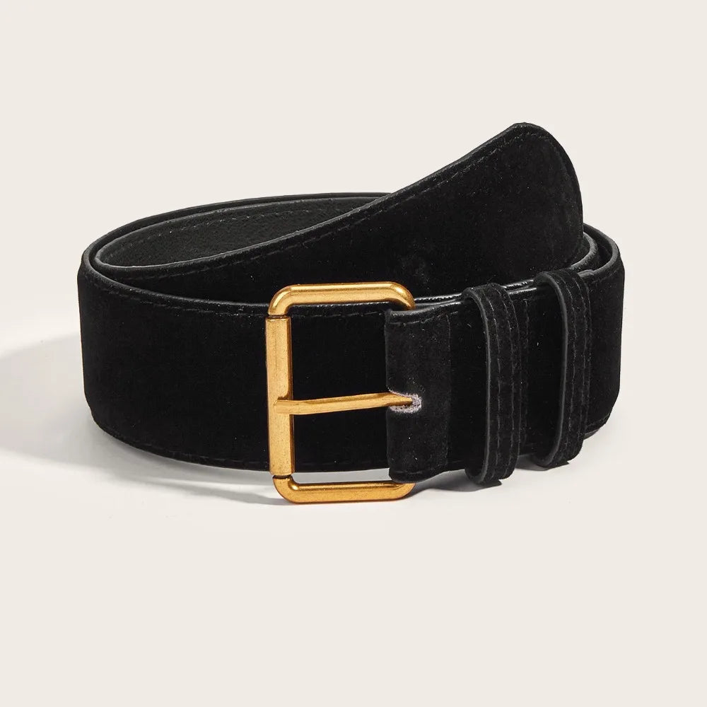 Women Fashion Luxury Design Suede Leather Wide Belt Trendy Casual Business Waist Strap Versatile Trouser Dress Belts Gifts