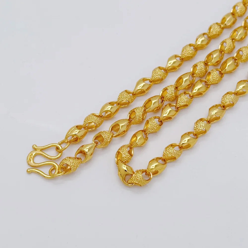 Men's Long Wheat Bead Necklace 6mm Copper Gold Plated Non Tarnish Trendy Hip Hop Jewelry For Men Daily Wear Casual Party 2026