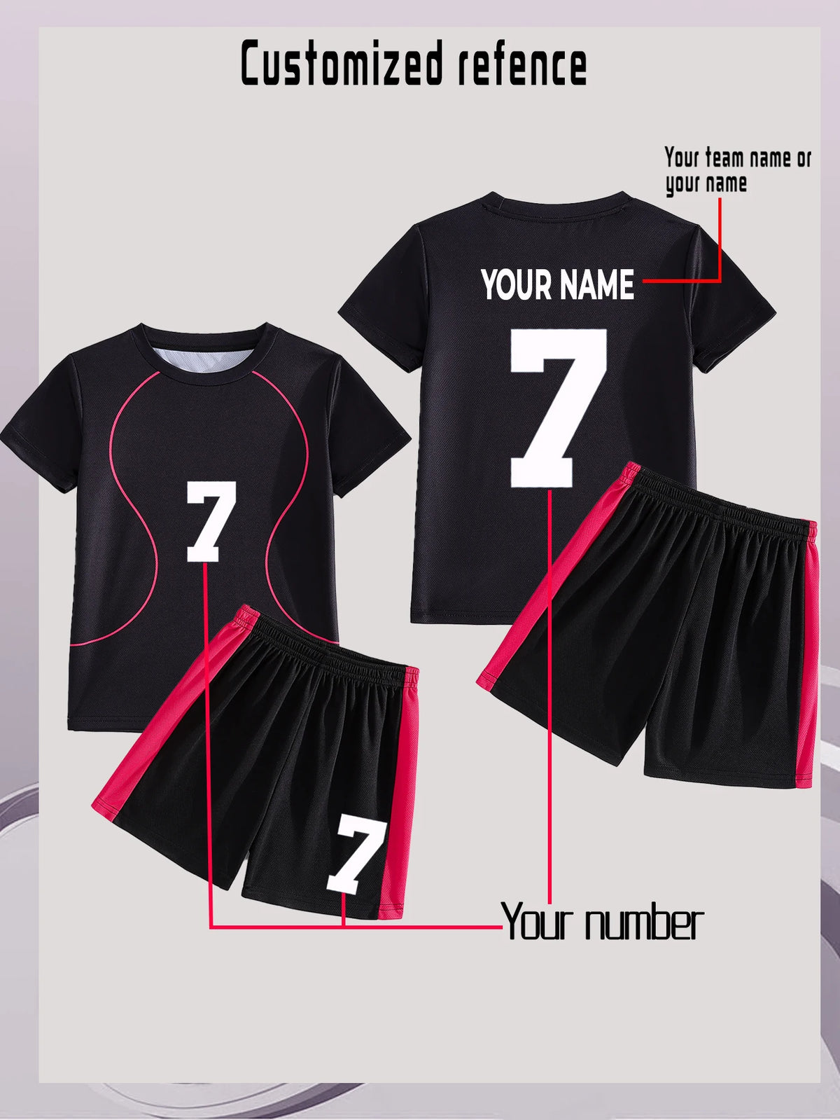 Kids' Casual Sports Football Kit Personalized with Number And Name Suitable for Soccer Sports Daily Wear