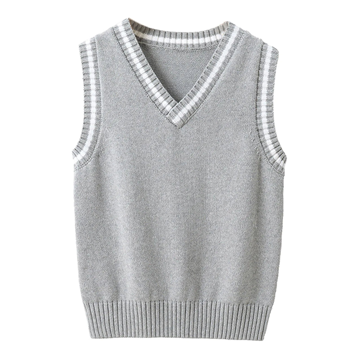 Kids Boys Girls Preppy Style Sweater Vest Fashion V Neck Knitted School Uniform Waistcoat Tops Children Spring Autumn Outerwear