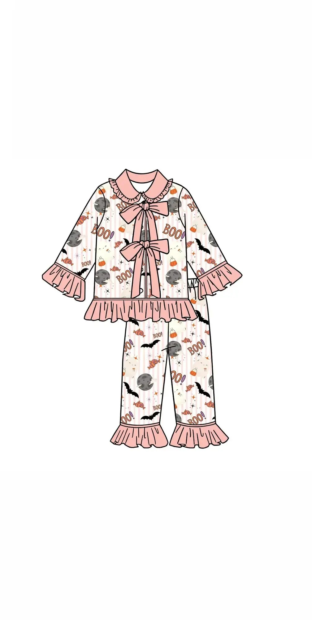 Wholesale Purple Children's Halloween Pajamas Kids Pumpkin Cany Set Boys Girls Clothing