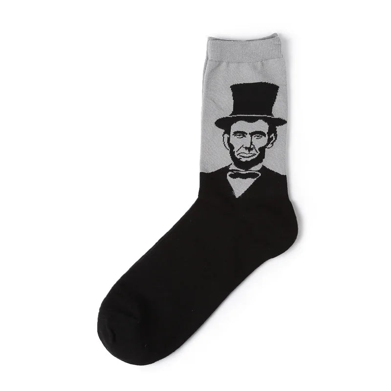 New Men Women Cotton Socks Oil Paiting Socks Celebrity Avatar Art Funny Socks For Couples