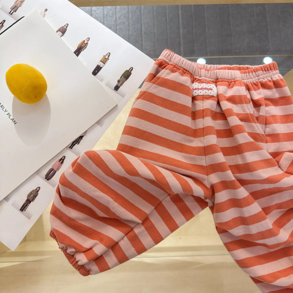 Kids Striped Pants 2026 Spring Autumn Cotton Baby Boys Casual Pants Toddler Loose Sweatpants Children's Trousers